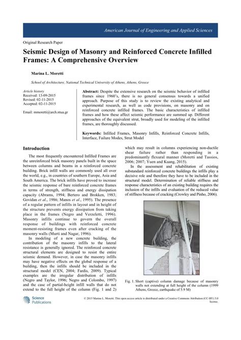 PDF Seismic Design Of Masonry And Reinforced Concrete Infilled