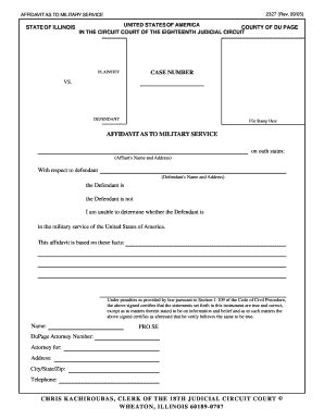 Fillable Online Dupageco AFFIDAVIT AS TO MILITARY SERVICE Dupageco