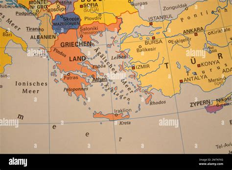 Map Of Greece And Neighbouring Countries Stock Photo Alamy