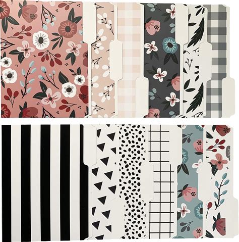 amazoncom cute file folders set    tab letter size decorative file folders boho manilla