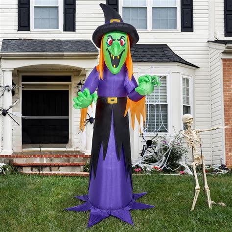 Joiedomi 12 FT Tall Halloween Inflatable Witch With Built In LED Lights