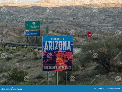 Welcome To Arizona Stock Image Image Of Backroad Entering 173550117