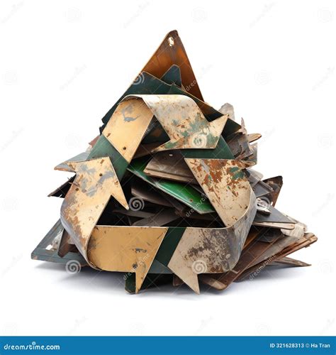 Pile Of Scrap Metal At Recycling Junkyard On White Background Stock