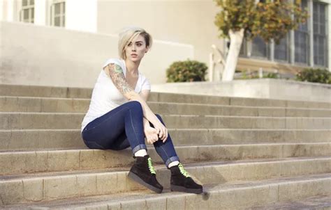 Wallpaper Girl Model Woman Tattoo Jeans Blonde Tattoos Female For Mobile And Desktop