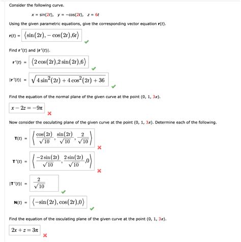 Solved Consider The Following Curve X Sin2t Y