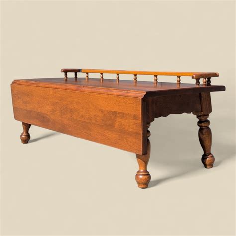 Early American Coffee Table Solid Wood Drop Leaf Traditional Living