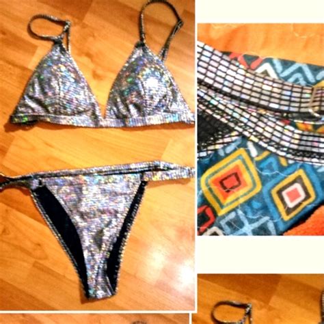 Swim 3 For 15 Nwot Sexy Shiny Silver Bikini Poshmark