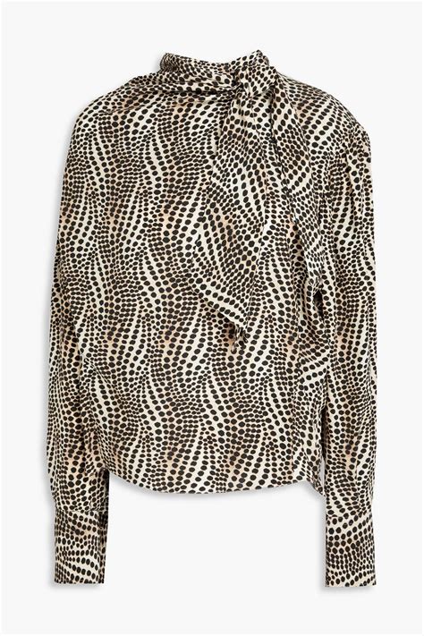 ISABEL MARANT Ilkeith Pussy Bow Printed Stretch Silk Blouse THE OUTNET