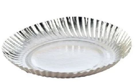 Inches Plain Disposable Round Silver Paper Plate For Event And Party