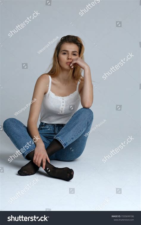 Adorable Blonde Model Wears Casual Outfit Stock Photo Shutterstock