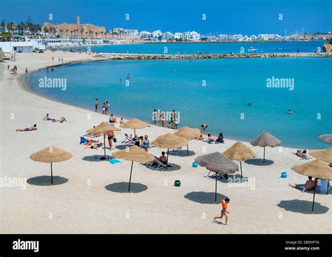 Monastir Town Beach With Ribat Overlooking Sea Tunisia Stock Photo Alamy