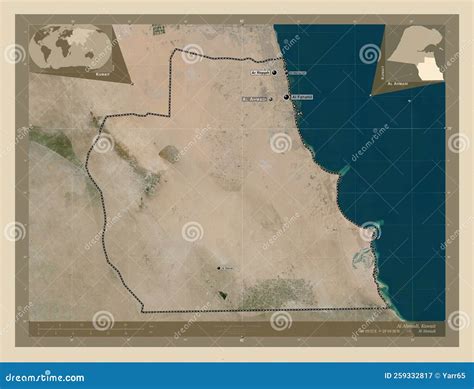 Al Ahmadi Kuwait High Res Satellite Labelled Points Of Cities Stock