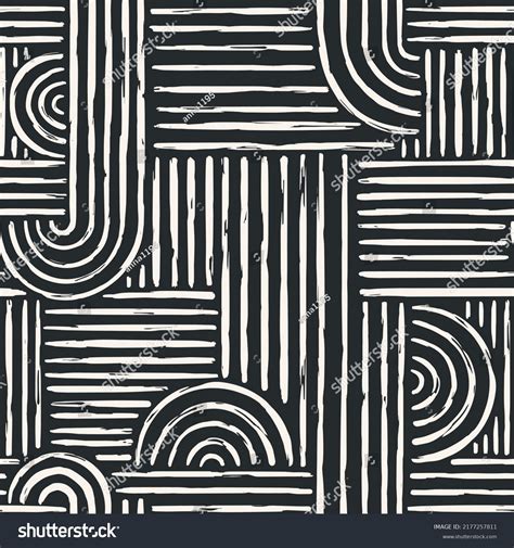 Aesthetic Contemporary Printable Seamless Pattern Abstract Line Brush Stroke Shapes Line Nude