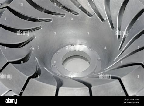 Aluminium Centrifugal Pump Impeller Close Up Shot Selective Focus