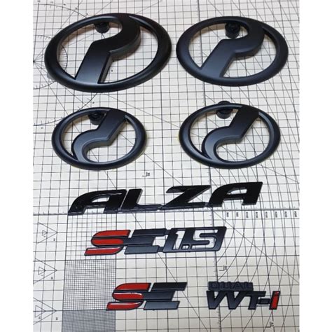 PERODUA ALZA 2009 2022 MATT BLACK SERIES LOGO BADGE EMBLEM SET