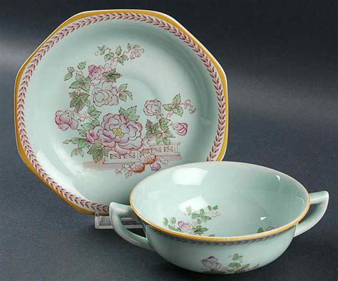 Metz Newer Backstamp Flat Cream Soup Bowl Saucer Set By Adams China