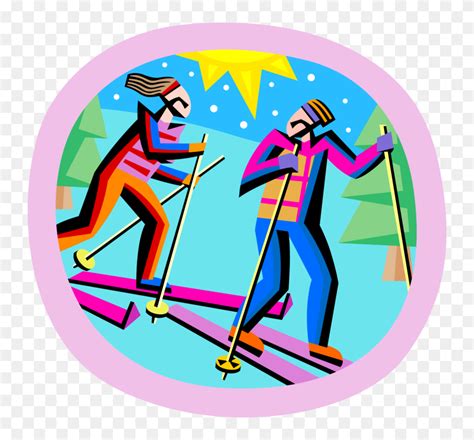 Vector Illustration Of Winter Cross Country Skiers Hd Png Download