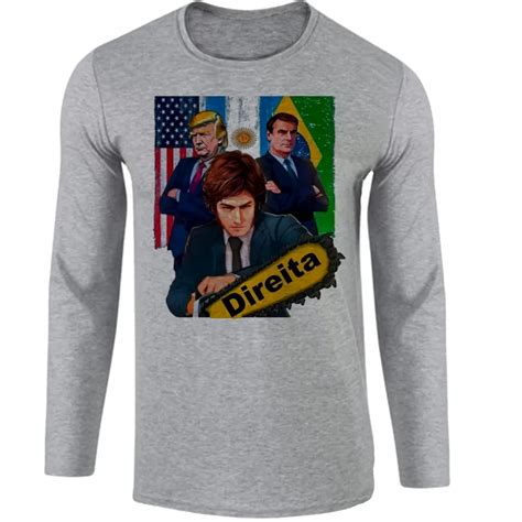 Emporio Dutra Camiseta Manga Longa Infantil Ou Adulto Bolsonaro Milei