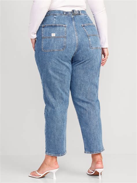 Curvy Extra High Waisted Sky Hi Straight Workwear Jeans Old Navy