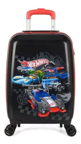 Malinha Mala Escolar Rígida 4 Rodinhas 360 Hot Wheels Preta Parcelamento sem juros