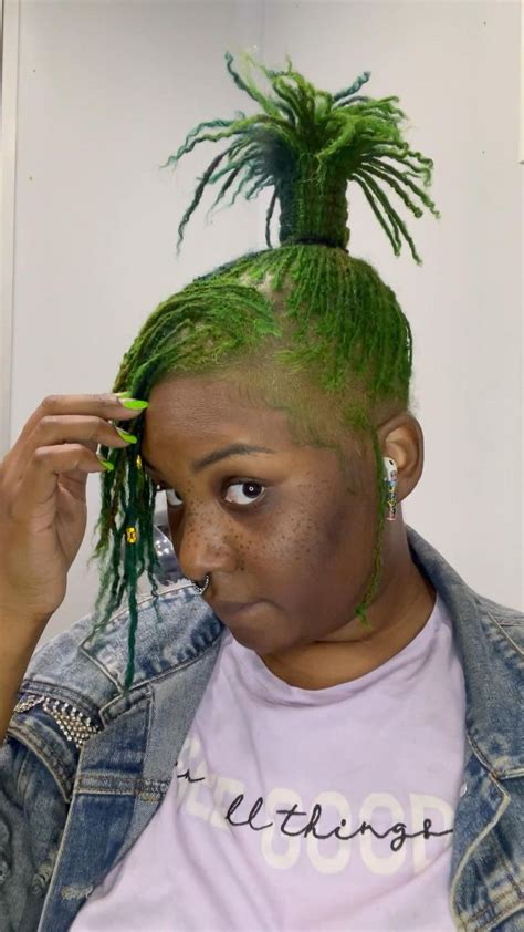 Half And Half Green Locs💚💚💚 Caring For Colored Hair Locs Green Hair