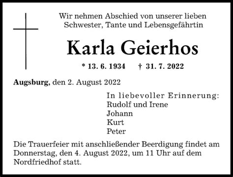 Traueranzeigen von Karla Geierhos Allgäuer Zeitung