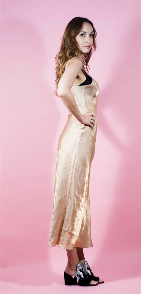 Vintage S Lingerie Slip Dress Gold Maxi Y K Sexy Party Dress Rave S Does S Starlet Dress