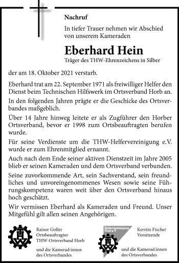 Traueranzeigen Von Eberhard Hein Schwarzw Lder Bote Trauer