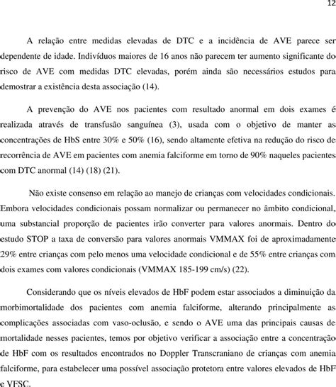 Concentra O De Hemoglobina Fetal E Valores Do Doppler Transcraniano Em