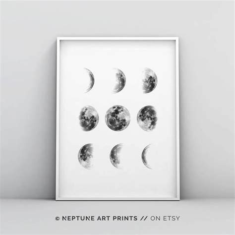 Moon Phases Wall Art Moon Phases Print Moon Poster Moon Phase Wall