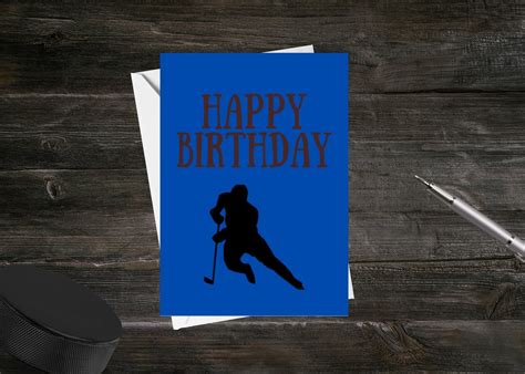 Hockey Birthday Card Printable Hockey Birthday Card Colors Etsy