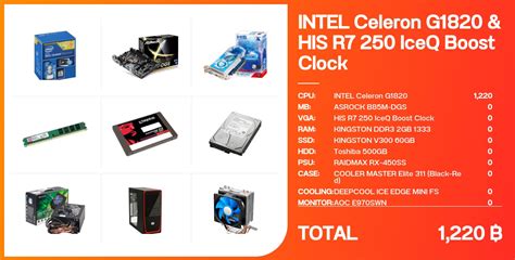 Intel Celeron G1820 & HIS R7 250 IceQ Boost Clock - จัดสเปค - Notebookspec