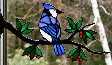 Birds With Berries-Stained Glass Suncatchers Home & Living trustalchemy.com