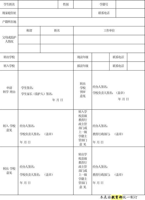 全国义务教育学生转学申请表word文档在线阅读与下载无忧文档