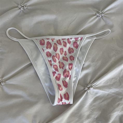 Bamba Swim Bikini Bottoms Pink And White Leopard Depop