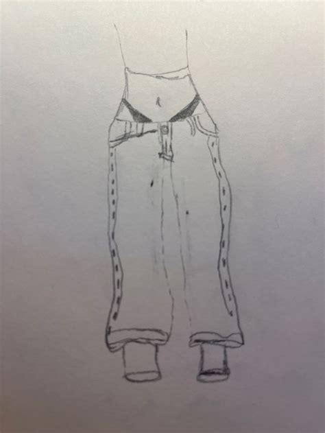 Cute Aesthetic Drawing Of Girl In Low Rise Baggy Pants Aesthetic