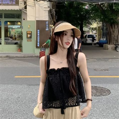 Sexy Lace Hollow Out Tank Top Women S Summer New Style Hot Girl Tank Outer Wear Png