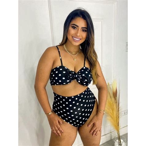biquíni hot pants cintura alta feminino bolinha laço lançamento Shopee Brasil