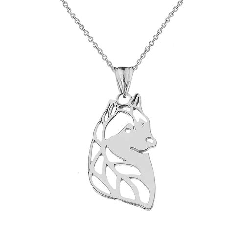 Alaskan Husky Cutout Silhouette Pendant Necklace In Gold (Yellow/Rose