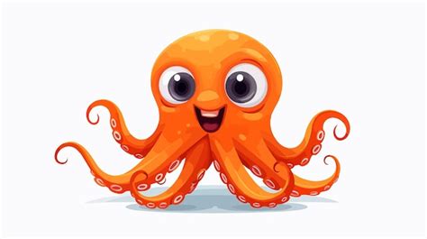 Playful And Adorable Red Orange Squid Vector Illustration Premium Ai