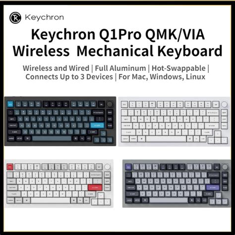 Original Keychron Q Pro Wireless Mechanical Keyboard Hot Swappable Keyboard Support Qmk Via For