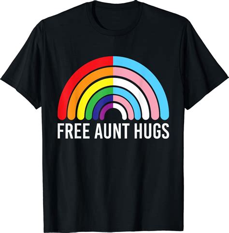 Free Aunt Hugs Rainbow Transgender Flag LGBTQ Gay Pride T Shirt Walmart