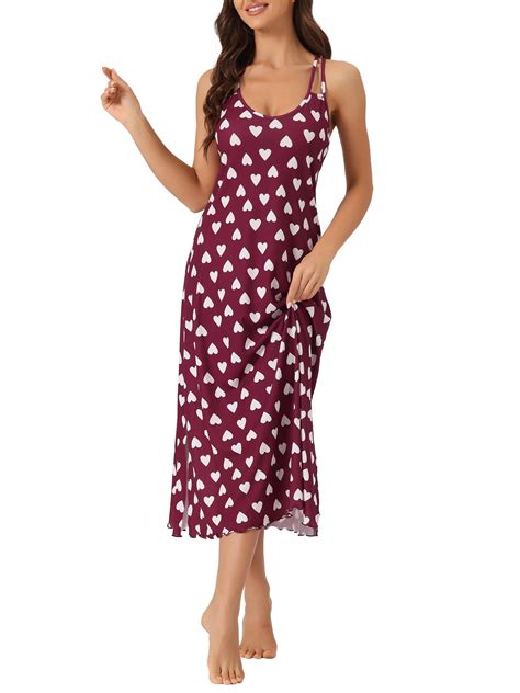 Cheibear Womens Lingerie Nighties Pajama Dress Racer Back Full Slip Babydoll Camisole Midi