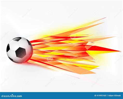 Flying Football Ball with Abstract Flaming Shoot Stock Illustration ...