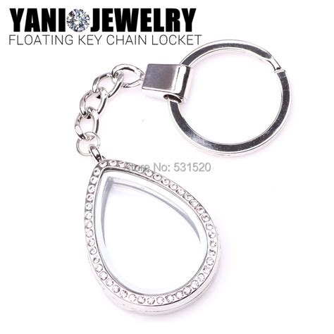 Pcs Lot Free Shipping Alloy Keychains Water Drop Floating Locket With