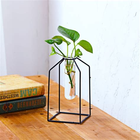 Geometric Metal Wire Vase Rack Hydroponic Plant Transparent Test Tube