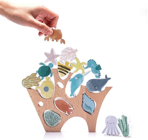 Amazon co jp Promise Babe 積み木 ブロック 17点セット バランスゲーム 木製 おもちゃ 赤ちゃん 海洋世界 海洋生物 子供 インテリア 玩具 早期開発 1歳 2歳