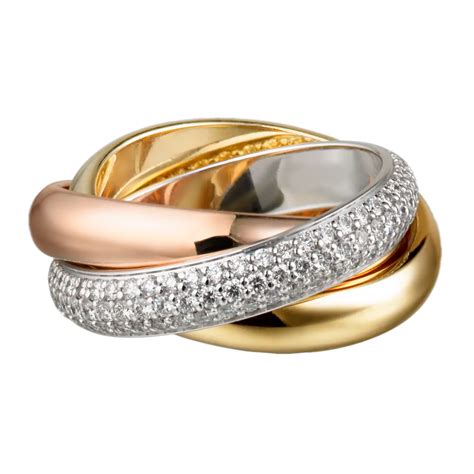 Cartier Кольцо тринити с бриллиантами из красного, белого и желтого ...