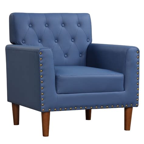Gymax Mid Century Modern Accent Chair Wbutton Tufted Decoration Rivets