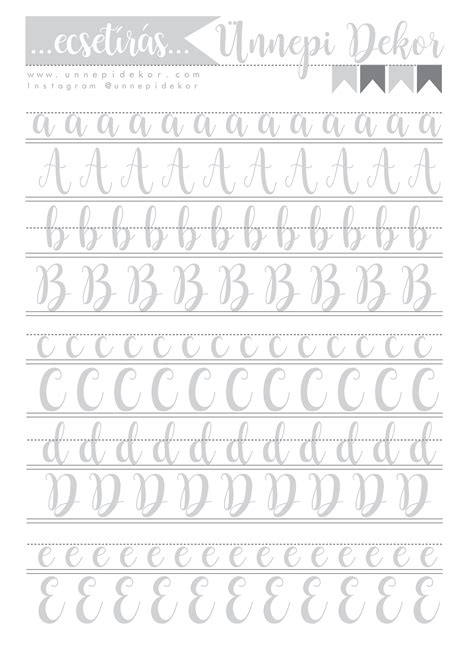Calligraphy Letters Practice Sheets